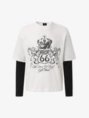 "Colorblock Patch" Long-Sleeved T-Shirt