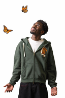 Embroidered Tiger Zip Hoodie